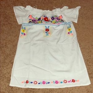 Embroidered off shoulder dress